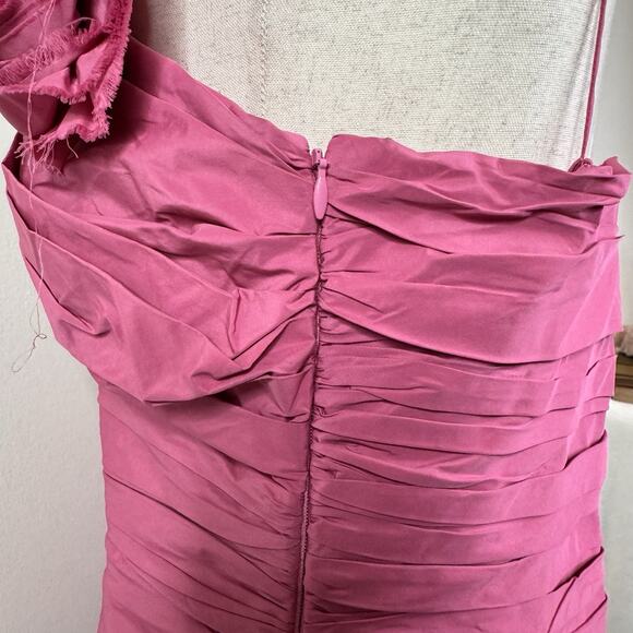 LoveShackFancy Jessilyn Dress Pomegranate Pink Cutout Ruched Mini NWT Size 12 - Picture 8 of 10